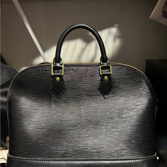Louis Vuitton Epi Alma PM • Black Leather Satchel • Authentic Designer Bag - Picture 2 of 12